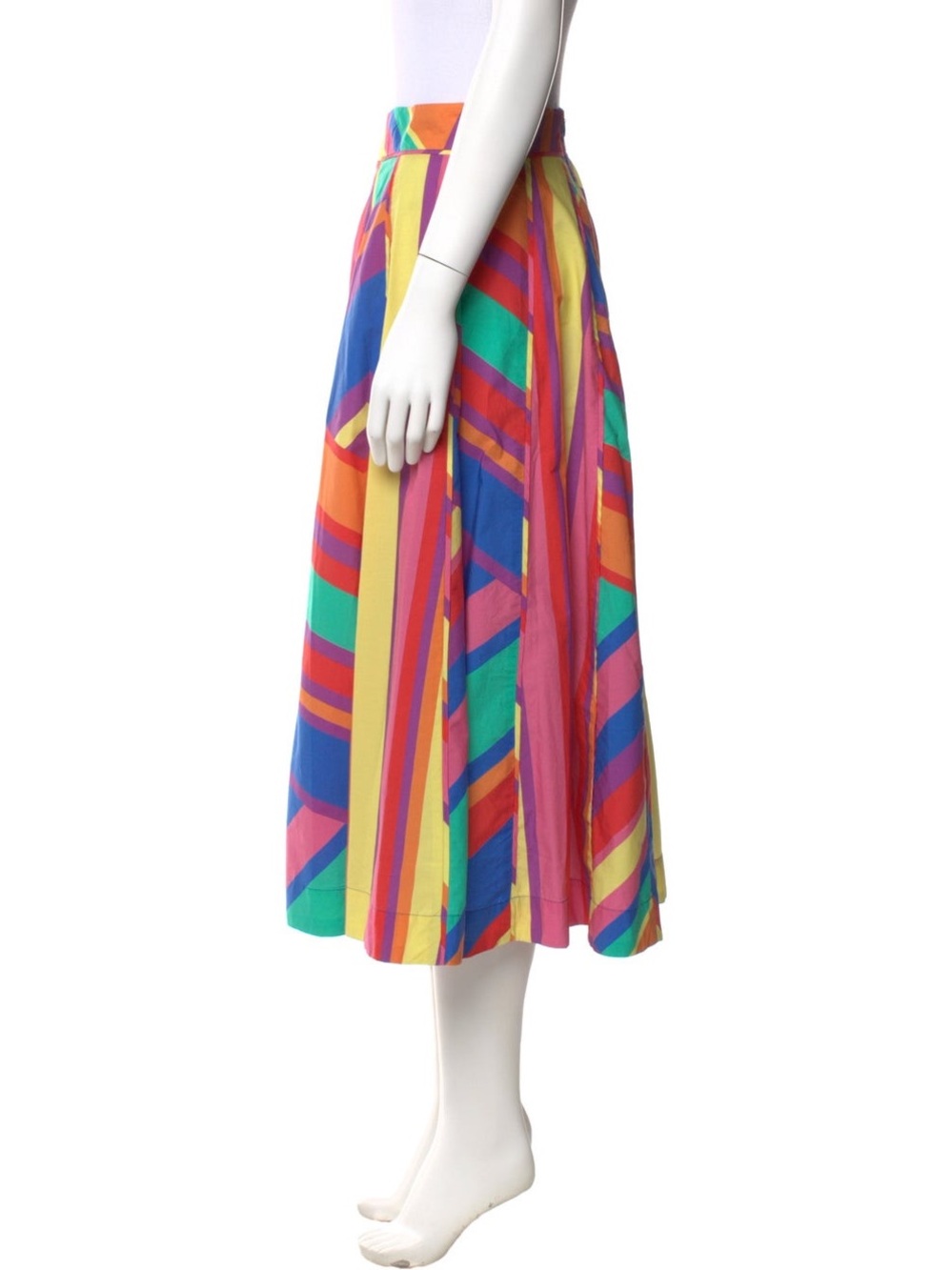 Vibrant Multicolor Chevron Midi Skirt - Flare A-Line - Picture 2 of 5